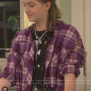 BDG rayne purple flannel button down with frayed bottom